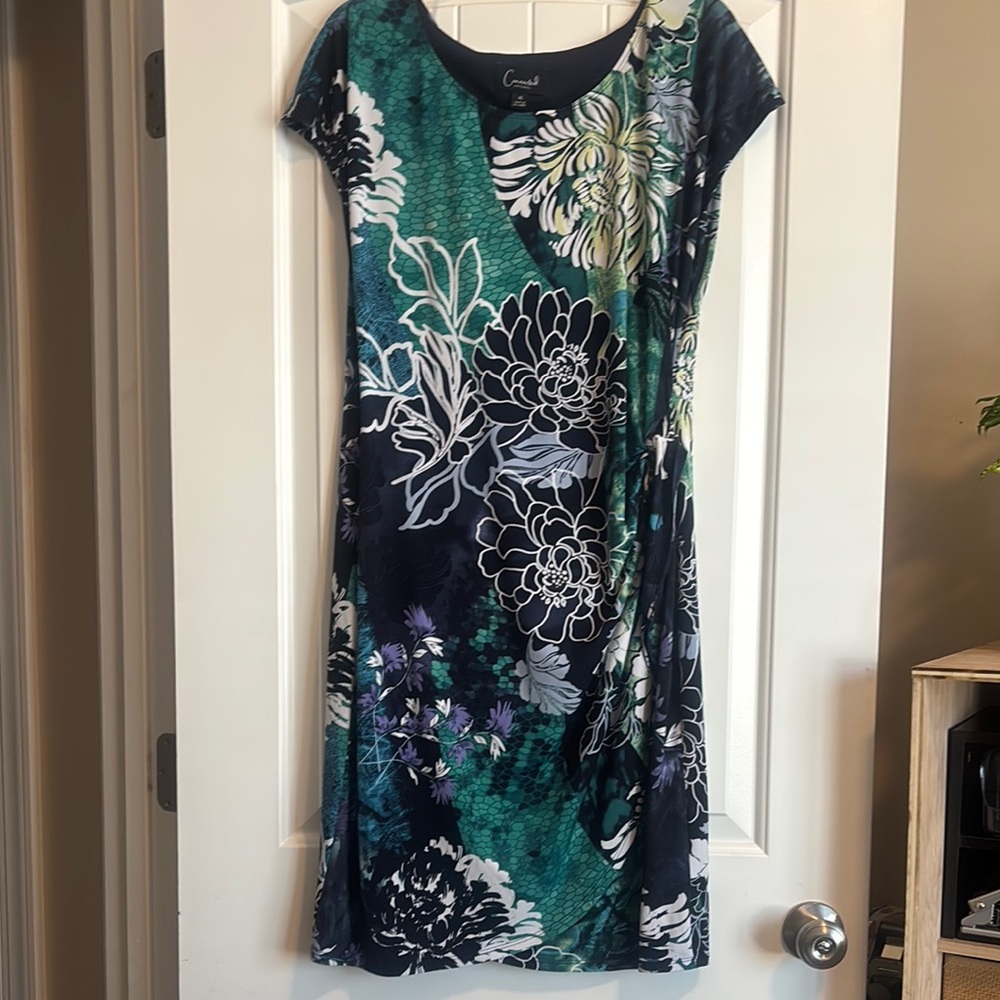 Floral Print Dress - Green and Blue